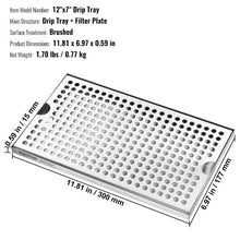 Beer Drip Tray 304 Stainless Steel with 4 Non-Slip Rubber Pads for Bar Coffee Shop DT-12 x 7 304