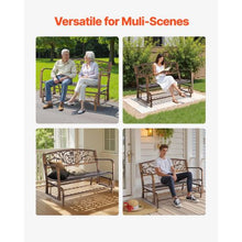 50-Inch Outdoor Glider Bench Carbon Steel Frame with Cast Iron Backrest – Weatherproof for Patio Garden Park Yard Antique Bronze