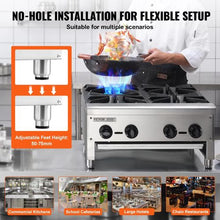 Commercial 4-Burner Gas Stove 112,000 BTU Propane/Natural Gas Range Stainless Steel