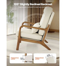 High Back Mid Century Modern Accent Chair with Solid Wood Frame for Living Room