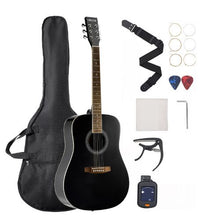 41 Inch Dreadnought Acoustic Guitar Bundle with Gig Bag Tuner Capo & Accessories (Black)