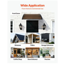 38 x 40 in Door Awning Canopy Polycarbonate Front Door Cover Rain & UV Protection (Brown)