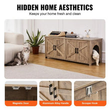 47.2-Inch Cat Litter Box Enclosure for 2 Cats Hidden Double-Room Cabinet Fits Most Litter Boxes Greige
