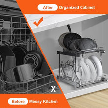 12 Inch Pan and Pot Rack 2-Tier Expandable Pull Out Under Cabinet Organizer for Kitchen LX-C9285