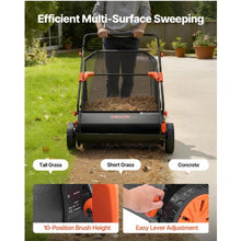 30-Inch Push Lawn Sweeper 12 Cu. Ft. Hopper Adjustable Brushes Rubber Wheels Leaf Collector