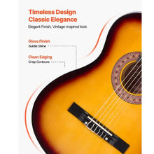 38 Inch Classical Guitar Starter Kit with Gig Bag Tuner Capo & Accessories Sunburst