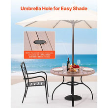 41-Inch Round Wood-Like Steel Slat Bistro Table for 4 with Umbrella Hole – All-Weather Patio Furniture for Lawn Garden and Porch (Gray)