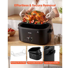 26QT Electric Roaster Oven 1450W Viewing Lid Defrost & Warm Functions Removable Rack (Black)