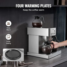 12-Cup Commercial Drip Coffee Maker with 4 Glass Carafes & Warmer Plates – Stainless Steel Brewer for Restaurant Office & Home