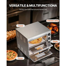 Commercial Countertop Pizza Oven 16" Double Deck Stainless Steel Electric Oven with Stone for Restaurant & Home Baking
