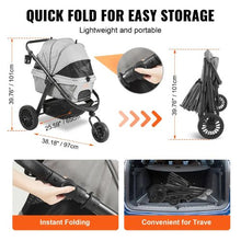 3 PU Wheels Dog Stroller With 44lbs Detachable Carrier G575Ibs