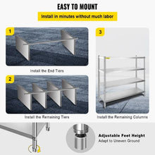 72 In Stainless Steel Shelving 4 Tier Adjustable Shelf Storage for kitchen VV-SSS-4-72