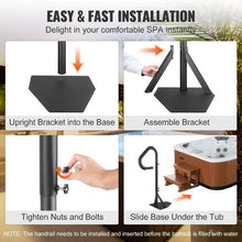 360° Rotating Hot Tub Handrail Adjustable 48–63 in Height  Aluminum Spa Rail 600 lb Capacity