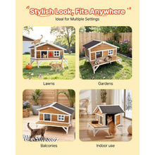 Insulated Elevated Cat House with Foam Waterproof Wooden Shelter 43.5" x 33.5" x 31"