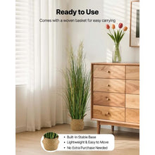 Artificial Reed Flower Grass 47" in Pot Premium PVC Fake Greenery Shrub for Indoor/Outdoor Home & Office Décor (Pack of 1)