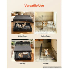 Dog Playpen 24" 4-Panel Foldable Metal Pet Fence with Door Cover & Pad (Black)