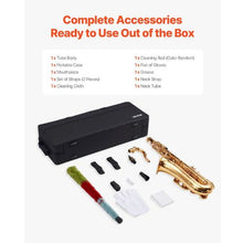 B Flat Tenor Saxophone 23-Key Brass Beginner Kit with Carrying Case (Gold)