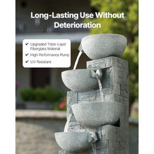 5-Tier Bowl Water Fountain 31.5" Floor Standing with LED Light & Pump Indoor/Outdoor Garden Decor