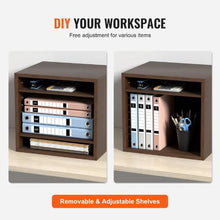 5-Compartment Wooden Literature Organizer with Adjustable Shelves Office & Home Storage EPA Certified (Brown)
