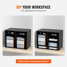 12 Compartments Wood Literature Organizer with Removable Shelves Mailboxes Slot for Office Home Classroom