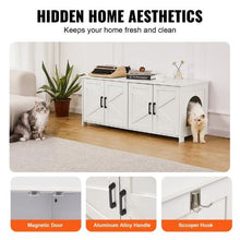 47.2-Inch Cat Litter Box Enclosure for 2 Cats Hidden Double-Room Wooden Cabinet Fits Most Litter Boxes (White)