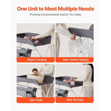 Multi-Functional Baby Changing Table Foldable Portable Diaper Station with Adjustable Height Wheels & Storage Organizer (Dark Gray)
