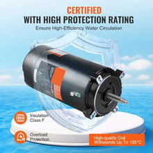 1.5 HP Pool Pump Motor 56J Frame 115V/230V 3450 RPM Round Flange Replacement Motor