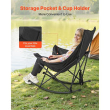 Heated Camping Chair – Folding Rocker with 3 Heat Settings Cup Holder & Pocket