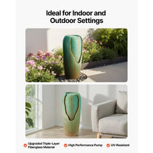 30.71" Outdoor Glazed Jar Water Fountain – 1-Tier Floor Standing Fountain with LED Light & Pump for Garden Patio & Home (Green)