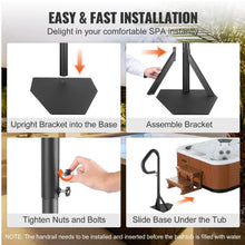 360° Rotating Hot Tub Handrail Adjustable 35–57 in Height Aluminum Spa Rail 600 lb Capacity