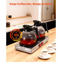 Commercial Coffee Decanter Warmer 80W x 2 Dual Plates Fits 1.8L Glass Decanter – For Coffee Shop Office & Home