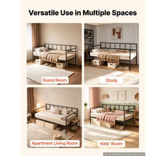 Twin Size Metal Daybed Frame with Under-Bed Storage Heavy-Duty Black No Trundle