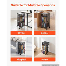 3-Tier Rolling File Cart with Drawers Under-Desk File Organizer 45 lbs Capacity (Black)