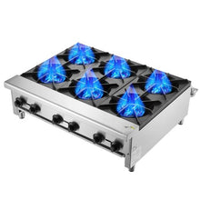 Commercial 6-Burner Gas Stove 168,000 BTU Propane/Natural Gas Range Stainless Steel