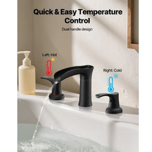 Roman Tub Faucet 3-Hole Waterfall Bathtub Faucet Set with 2 Handles Deck-Mount Matte Black Zinc Alloy