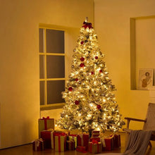 Prelit Flocked Artificial Christmas Tree Xmas with 550 White LED Lights Decoration (7.5FT)