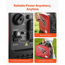 2900W Peak Watt Inverter Generator Quiet Portable Gas-Powered for Home Use with CO Sensor and Long Run Time