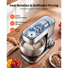 7.4 Qt 500W Stand Mixer 6-Speed Tilt-Head Electric Mixer with Stainless Steel Bowl Dough Hook Whisk & Beater
