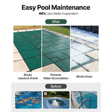 18x36 ft Pool Safety Cover with 4x10 ft Center End Step Mesh Winter Cover (Green)