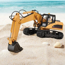 15-Channel 3-in-1 RC Excavator 1:14 Scale Digger with Metal Shovel Lights & Sound Remote Control Vehicle for Kids – Includes 2 Batteries