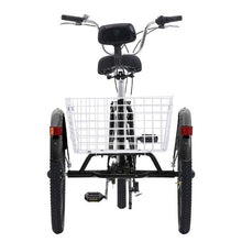 24” Adult Tricycle, 7-Speed Three-Wheel Bike with Basket, Carbon Steel Frame, Adjustable Seat  for Seniors Women Men