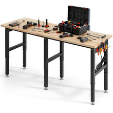 72 x 24-Inch Adjustable Workbench 5000 LBS Capacity Oak Wood Top 4 AC Outlets & 2 USB Ports