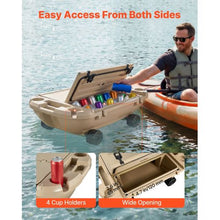 40 QT Floating Cooler with Wheels & Tow Rope Floating Ice Chest with Dry Storage Apricot