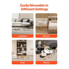 23-24 In Vintage Round Nesting Tables with Metal Frame (White & Gold)