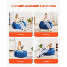 3ft Round Memory Foam Bean Bag Chair with Removable Washable Dutch Velvet Cover (Blue)