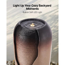 30.71" Outdoor Glazed Jar Water Fountain – 1-Tier Floor Standing Fountain with LED Light & Pump for Garden Patio & Home (Coffee)