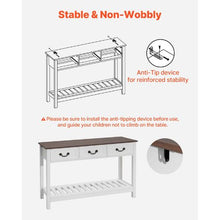 47" Farmhouse Console Table with Drawers & Shelf – Narrow Sofa Table, Brown/White
