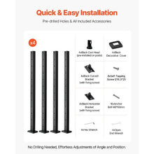 42" Black Deck Railing Post Stainless Steel Horizontal Holes