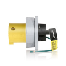 Leviton 60 Amp 125V LEV Series IEC Pin & Sleeve Inlet Yellow 360B4WLEV