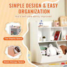 5-Cubby Wood Kid Storage Cubby with Bookshelf Toy Storage Organizer for Kids Room (White)